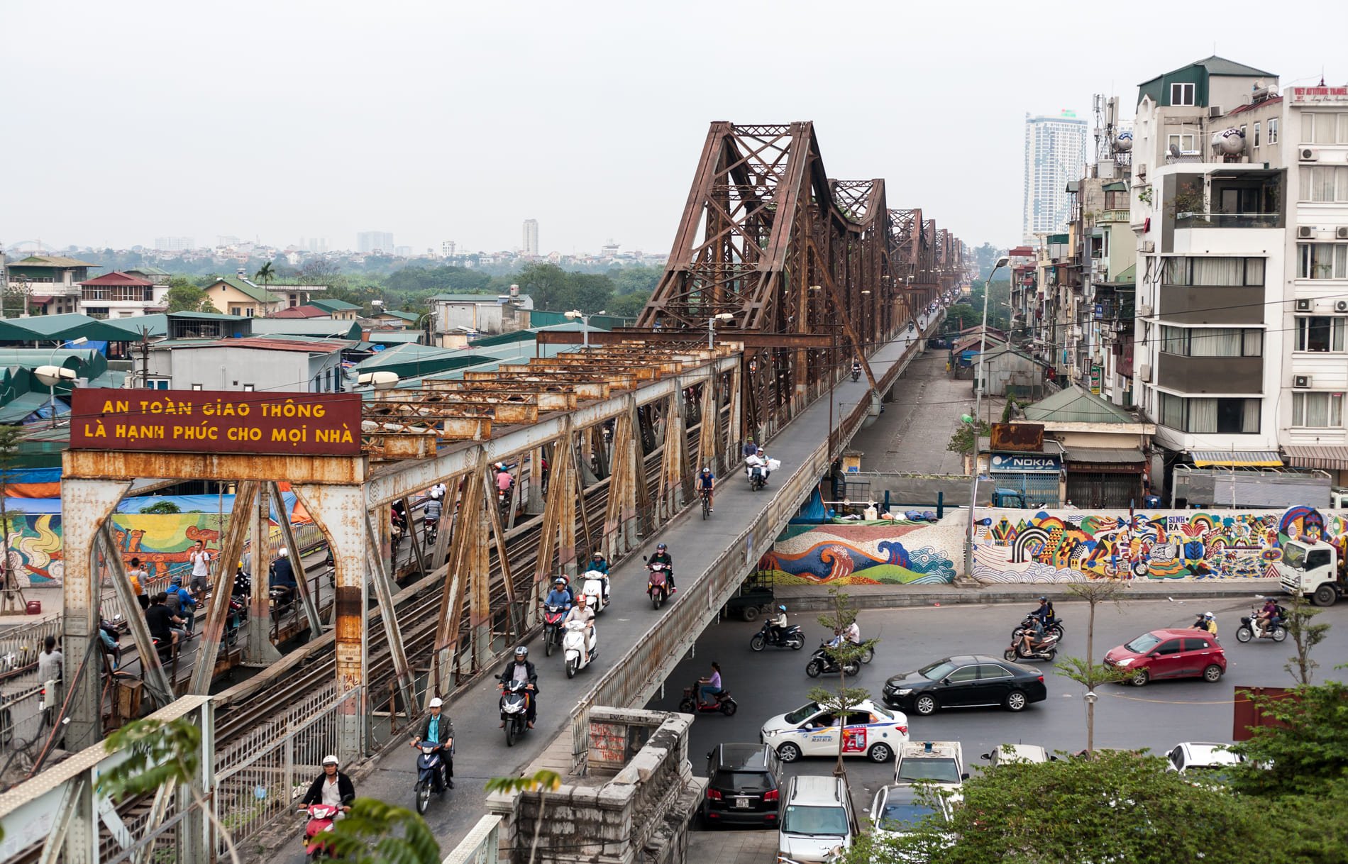 Long Bien bridge in Hanoi Vietnam