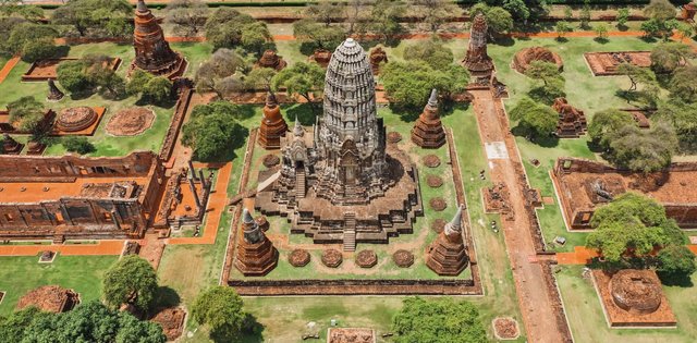 Temple d'Ayutthayaen en Thailand