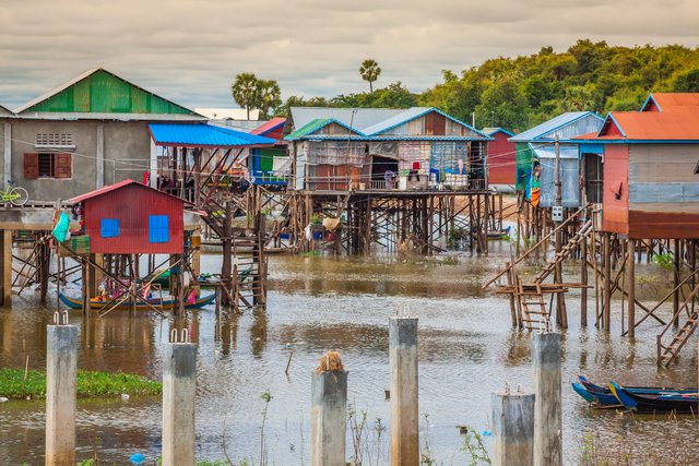 Village Kampong Phluk près du lac Tonle Sap