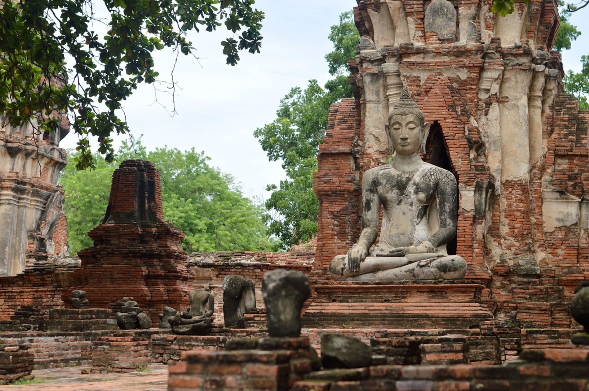 Visite du temple d'Ayutthayaen en Thailande
