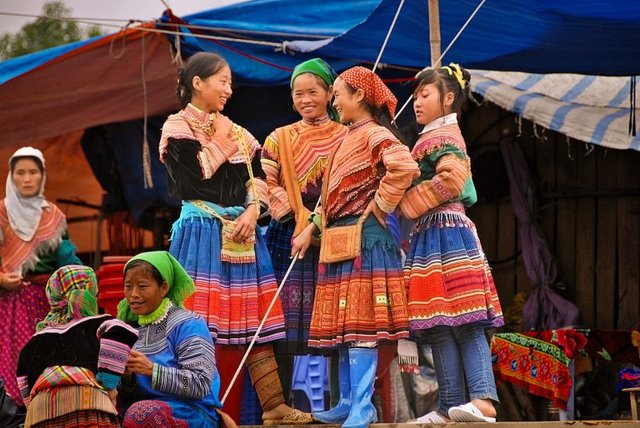 Local market of ethnic people Bac Ha Vietnam
